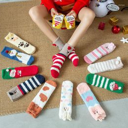 Мужские носки 2 Prais милый животный оленя рождественский подарок Пушистый коралловый бархатный бархат густые теплые зимние носки для женщин Год Сокс с коробкой