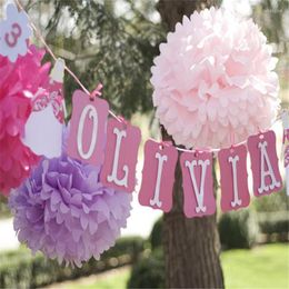 Decorative Flowers 15cm 1pcs Light Pink Paper Flower Balls Tissue Pompoms Wedding Party Home Decoration For Garden Supplies