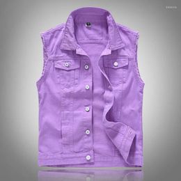 Men's Vests IN Autumn Men's Vest Vintage Denim Jeans Fashion Sleeveless Jackets Casual Rivet Hole Waistcoats Mens Clothin