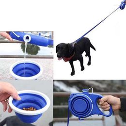 Dog Collars 4-in-1 Durable Leash Retractable Nylon With Water Bottle Bowl Extending Puppy Walking Running Leads Pet