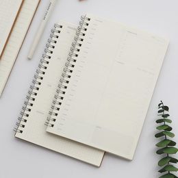 Notepads Journal Grid Lined Binder Manual Schedule Notepad TIME Daily Weekly To Do Planner Spiral Kraft Notebook Office School StationeryNot