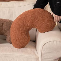 Pillow DUNXDECO Cashew Shape Cozy Teddy Fleece Decorative Love Present Soft Brown Color Art Warm Room Sofa Chair Bedding