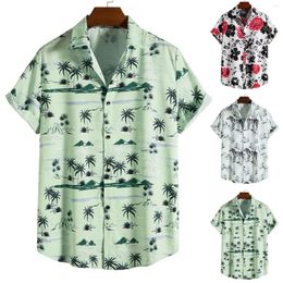 Men's Casual Shirts Men Summer Printed Cardigan Button Down Short Sleeves Camisas De Hombre Flower Beachwear