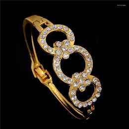 Bangle Rose Gold Color Charm Cubic Zirconia Stone For Women Rhinestone Charms Cuff Bracelets & Bangles Jewelry Trum22