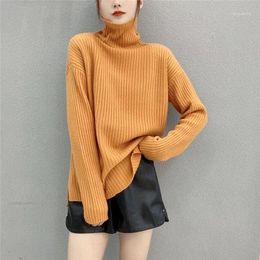 Women's Sweaters Orange High Neck Cute Dot Winter Pullover Knit Sweater Loose Coat Casual Cloth Girl T-shirt Tops Clothes For Women Lady