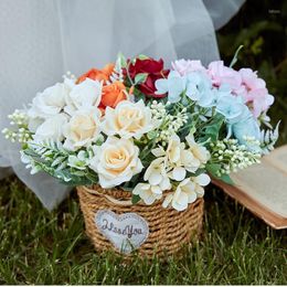 Decorative Flowers Artificial Flower Gardenia Silks For Wedding Decorations White Fake Fowers Table Home Vase Party DIY Gift Bouquet Events