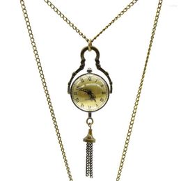 Pocket Watches Roman Numeral Watch Unisex Antique Vintage Glass Ball Bull Eye Long Necklace Pendant Quartz