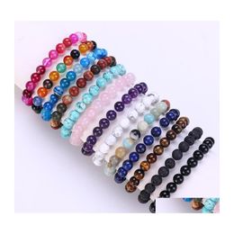 Charm Bracelets Colorf Crystal Stretch Bead Bracelet Chakra Yoga Volcanic Stones 8Mm Natural Round Stone Beads For Women Q79Fz Drop Dhewm