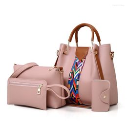 Evening Bags Genuine Leather Women Handbags 2023 Four Piece Large Capacity Colour Contrast Portable One Shoulder Messenger Bag