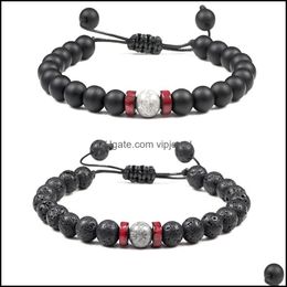 Arts And Crafts 8Mm Black Lava Stone Beads Weave Bracelets Diy Aromatherapy Essential Oil Diffuser Bracelet Couples Jewelry Drop Del Dhcai