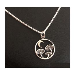 Pendant Necklaces Metal Moon Mushroom Chain Simple Hollow Necklace Mens And Womens Unique Punk Jewellery 1908 T2 Drop Delivery Pendants Dh2Qw