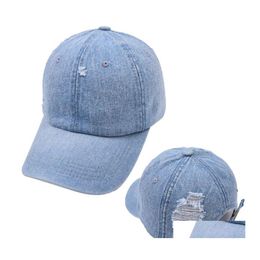 Ball Caps Casual Street Worn Denim Cap Summer Outdoor Leisure Visor Hat Trend Hole Baseball Hip Hop Sport Hats Drop Delivery Fashion Otl7P