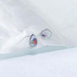 Stud Earrings VOQ Silver Colour Cute Water Drop Moonstone For Women Girls Teens Kids Minimalist