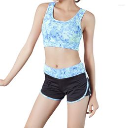 Women's Two Piece Pants Women's Vest-style Sports Suit Non-steel Ring Bra Shorts Shockproof Quick-drying Underwear