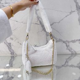 Evening Bags 2023 colours trend plush cross body velvet embroidery two in one shoulder handbag crescent armpit autumn and winter new women's