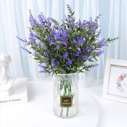 Decorative Flowers 3Pcs Artificial Flower Plastic Lavender Fake Plant Wedding Bridal Bouquet Decorations Home Garden Romantic Supplies