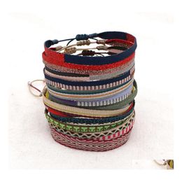 Charm Bracelets Vintage Braided Pattern Bracelet Adjustable Rope Handmade Weave Cotton Wristband Women Boho Jewellery B36A Drop Deliver Dh0Pr