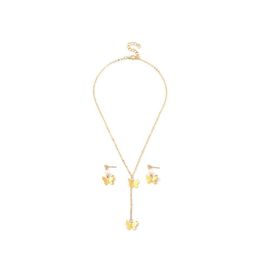 Earrings Necklace Casual Butterfly Pendant Sets Metal For Women Gold Color Trendy Wholesale Drop Delivery Jewelry Ot1I4