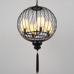 Pendant Lamps Modern Chinese Cage Iron Antique Loft Art Retro Living Room Restaurant Light ZA81513