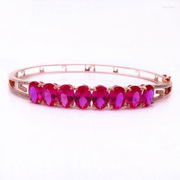 Bangle Russia 585 Purple Gold Inlaid Red Stone Bracelet Women's Luxury Fashion Plated 14K Coloured