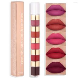 Lip Gloss Liquid Lipstick Set 5 In 1 Matte Waterproof Nude Combination Lipgloss Long Lasting Velvet Red Sexy Tint Cosmetic