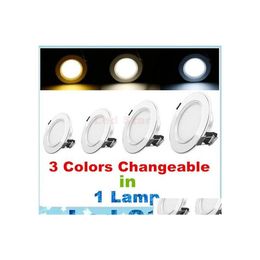 Downlights 3 Colours In 1 Lamp Changeable Led Ceiling Down Lights 3W 5W 7W 9W 12W Recessed Lamps Ac 110240V Drop Delivery Lighting Ind Otdrc