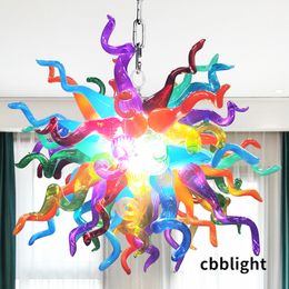 New Art Glass Chandeliers Pendant Lamps for Dining Room D18/24 Inches Creative Bright Colored Hand Blown Glass Modern Chandelier Light for Living Room LR1441