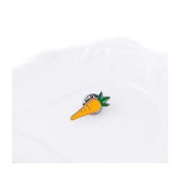 Pins Brooches Lovely Vegetables Carrot Brooch Enamel Pin For Women Kid Bags Badge Fashion Button Pins Denim Jacket Jewelry 76C3 Dro Dhkes