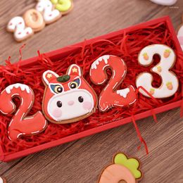 Baking Moulds 2023 Spring Festival Biscuit Mould Year Cookie Cutter Stamp Carrot Fondant Cake Decoration Sugarcraft Tools