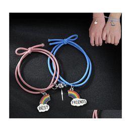 Charm Bracelets Elastic Hair Bands Magnetic Couple Set Mutual Attraction Bracelet Vows Of Eternal Love Gift Q112Fz Drop Delivery Jewe Dhrmi