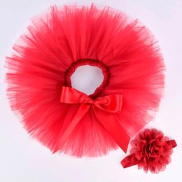 Skirts Maroon Baby Girls Fluffy Tutu Skirt & Headband Set Born Po Prop Costume Infant Birthday Tulle Tutus Outfit For 0-12M