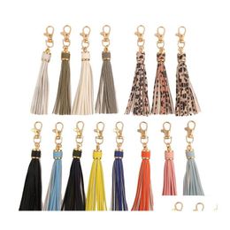 Key Rings Factory Wholesale Designer Fashion Tassel Chain Women Cute Fringe Bag Accessory Pu Leather Tassels Car Ring Diy 1958 T2 Dr Dh4Za