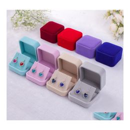 Jewellery Boxes 6 Colours Fashion Veet Cases For Only Dangle Earrings Wedding Gift Packaging Display Size 70Mmx80Mmx40Mm Drop Delivery Otdnj