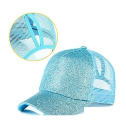 Ball Caps Women Glitter Men Snapback Hat Mesh Breathable Trucker Messy Summer Hats Female Adjustable Drop Delivery Fashion Accessori Otufo