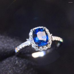Cluster Rings Sapphire P1216 Pure 18 K Natural Royal Blue Gemstones 1.21ct Diamonds Gems Female Ring