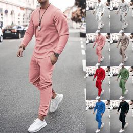 Men's Tracksuits Men's Long Sleeve T-shirt Sets Sports Trousers 2023 Solid Custom Pants Casual Male Suits Fashion