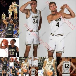 College Basketball Wears Custom Stitched Army Black Knights Basketball Jersey 4 Chris Mann Ben Jensen Jalen Rucker Zach Lezanic Kwabena Davis Jared Cross Charlie