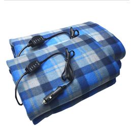 Interior Accessories Plaid Electric Heated Blanket Mat For 12V Car Suv Rv Fleece Temperature Adjustable Warm Autumn Winter