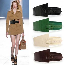 Belts 2023 High Quality Fall PU Leather Ladies Fashion Elastic Wide Belt Coat Suit Dress Corset For Women Luxury Designer