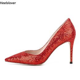Heelslover Neue Mode Frauen Pumps Sexy Stiletto Heels Spitzschuh Schöne Rote Kleid Schuhe Damen US Größe 5-13
