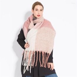 Scarves 2023 Fashion Winter Warm Plaid Women/Lady Scarf Pashmina Thicken Blanket Shawls And Wraps Long Cashmere Female Dropshiping