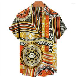 Men's T Shirts Colourful Hawaiian Shirt 3d Stripe Printed For Men Loose Casual Tee Clothing Oversized Male Vintage CamisaMen