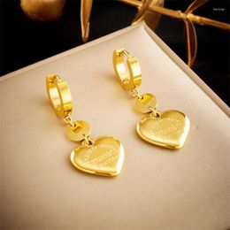 Stud Earrings 316L Stainless Steel Fashion Fine Jewelry Carved Text Antique Style Lovers Love Shape Heart For Women Gifts