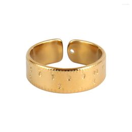 Wedding Rings For Women Feather Ring Women's Stainless Steel Open Finger Chain Gold Colour Geometry Jewellery Gift