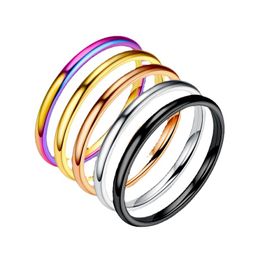 Elegant Simple Designer Titanium Steel Ring for Women Ladies Gold Silver Black Solid Color Rings Ladies Bride Wedding Jewelry Nice Gift Size 4 5 6 7 8 9 10 11 12