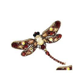 Pins Brooches Fashion Vintage Crystal Enamel Dragonfly Jewellery For Women Gifts Female 1935 T2 Drop Delivery Dh8Zp