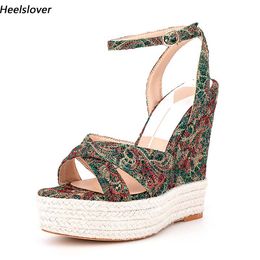 Heelslover Sommer-Sandalen für Damen, Knöchelriemen, sexy Keilabsätze, runde Zehen, hübsche schwarze Kleidschuhe, Damen, US-Größe 5–13