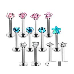 Nose Rings Studs 316L Surgical Steel Zircon Screw Earring Tragus Cartliage Piercings Labret Piercing Body Jewelry K54Xq Wjoiy 305C Dhnzq