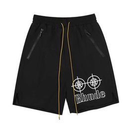 2023 New Men's Shorts North American High Street Brand Rhude Summer Sports Leisure Letter Print Biber Loose Multi-pocket Nylon