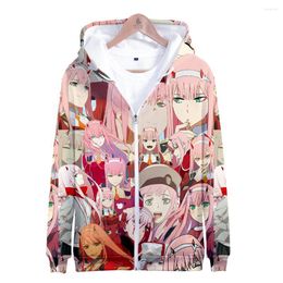 Men's Hoodies 2023 Anime DARLING In The FRANXX Men/Women 3D Print Zipper Jumper Sweatshirt Winter Lady Hem Hoody Shirts Tops